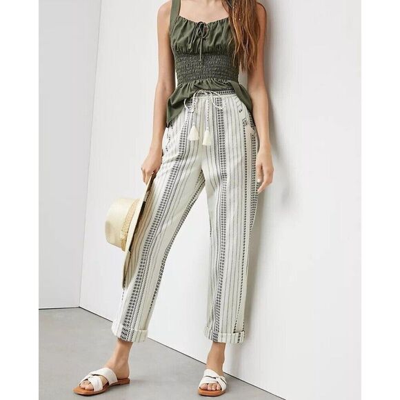 Anthropologie Essential Beach Elastic Waist Pull On Ankle Tapered Pants Small - Picture 3 of 11